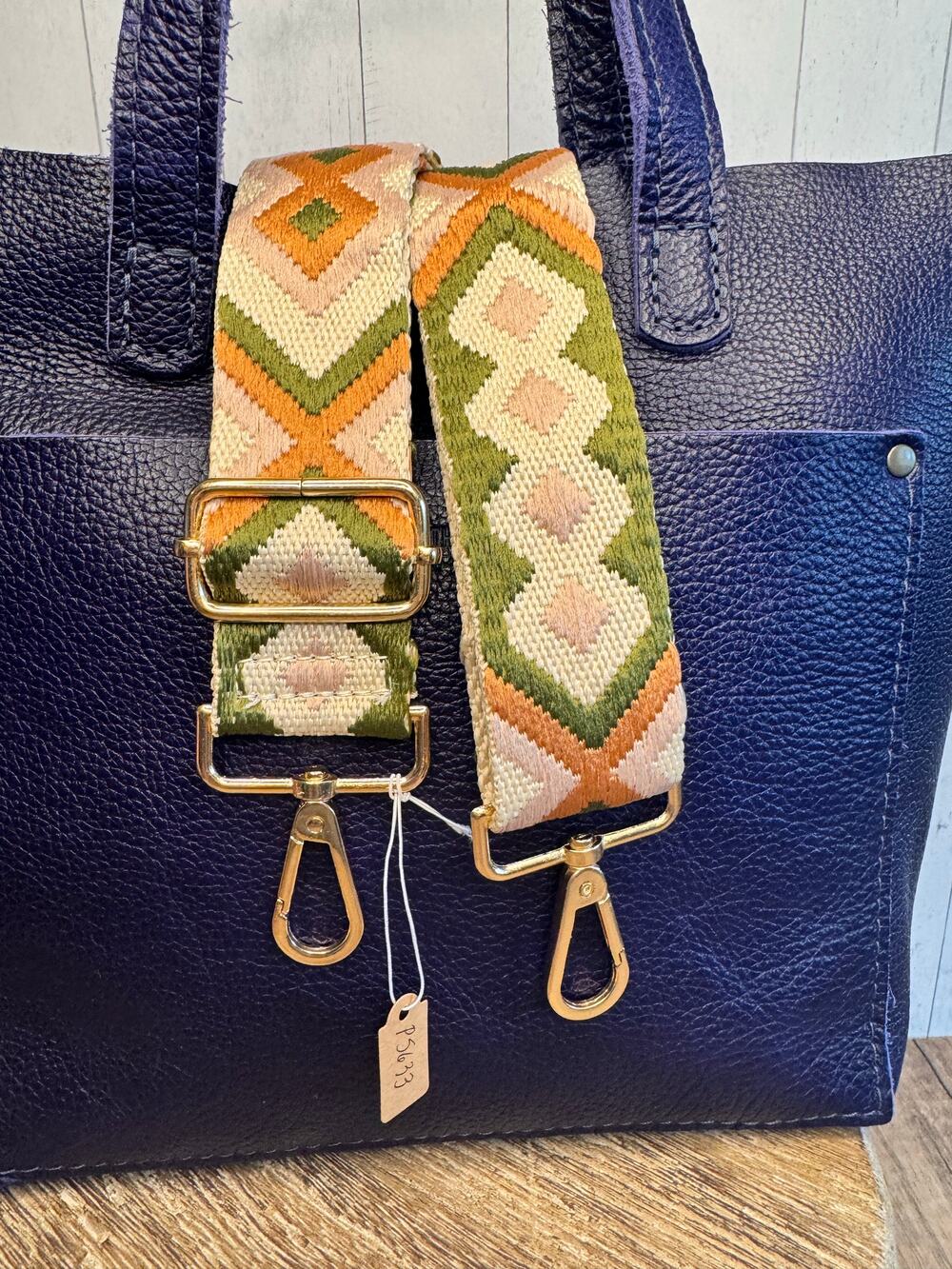 Crossbody Purse Green Gold White Striped Bag Strap Guitar Bag Strap NEW
